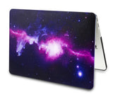 KECC Macbook Case with Cut Out Logo + Keyboard Cover, Screen Protector and Sleeve Package | Galaxy Space Collection - Purple