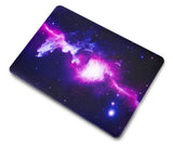 KECC Macbook Case with Cut Out Logo + Keyboard Cover and Sleeve Package | Galaxy Space Collection - Purple