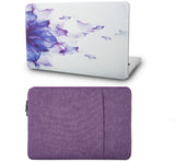 KECC Macbook Case with Cut Out Logo + Sleeve Package | Floral Collection - Purple Flower