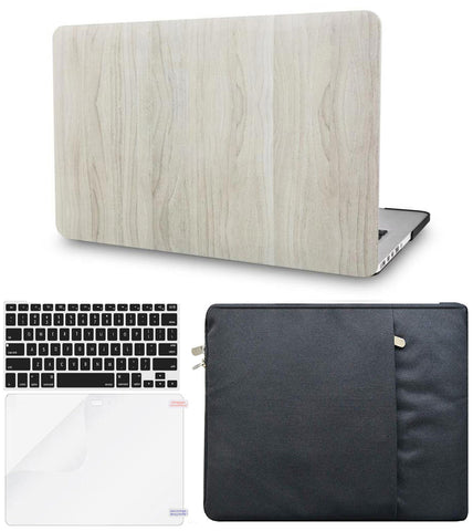 KECC Macbook Case with Cut Out Logo + Keyboard Cover, Screen Protector and Sleeve Package | Wood Collection - Pine Wood 2
