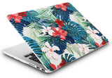 KECC Macbook Case with Cut Out Logo + Keyboard Cover Package | Floral Collection - Palm Leaves Red Flower
