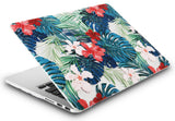 KECC Macbook Case with Cut Out Logo + Keyboard Cover, Screen Protector and Sleeve Package | Floral Collection - Palm Leaves Red Flower