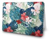 KECC Macbook Case with Cut Out Logo + Keyboard Cover Package | Floral Collection - Palm Leaves Red Flower
