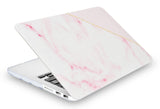 KECC Macbook Case with Cut Out Logo + Keyboard Cover Package | Color Collection - Pink Marble with Gold Stripe