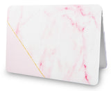 KECC Macbook Case with Cut Out Logo + Keyboard Cover Package | Color Collection - Pink Marble with Gold Stripe
