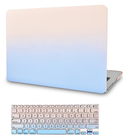 KECC Macbook Case with Cut Out Logo + Keyboard Cover Package |   Pale Pink Serenity Blue