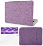 KECC Macbook Case with Cut Out Logo + Keyboard Cover, Screen Protector and Sleeve Package | Color Collection - Purple Fabric