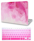 KECC Macbook Case with Cut Out Logo + Keyboard Cover Package | Color Collection - Pink - Water Paint