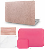 KECC Macbook Case with Cut Out Logo + Keyboard Cover + Slim Sleeve + Screen Protector + Pouch |Rose Gold Sparkling