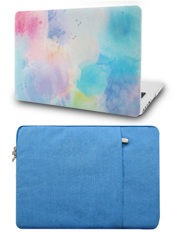KECC Macbook Case with Cut Out Logo + Sleeve Package | Painting Collection - Rainbow Mist 2