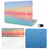 KECC Macbook Case with Cut Out Logo + Keyboard Cover, Screen Protector and Sleeve Sleeve Bag and Webcam Cover|Sunset