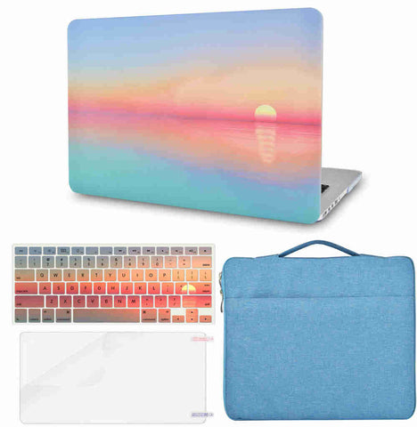 KECC Macbook Case with Cut Out Logo + Keyboard Cover, Screen Protector and Sleeve Bag |Sunset