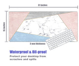 KECC Desk Pad, Office Desk Mat,PU Leather Desk Blotter, Laptop Desk Mat, Waterproof Desk Writing Pad for Office and Home Decor, Thick Gaming Mouse Pad (White Marble Blue Pink)