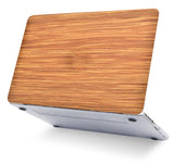 KECC Macbook Case with Cut Out Logo + Keyboard Cover and Screen Protector Package | Leather Collection - Wood Leather 1