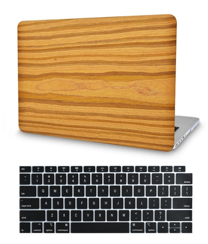 KECC Macbook Case with Cut Out Logo + Keyboard Cover Package | Wood Leather 28