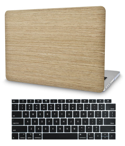 KECC Macbook Case with Cut Out Logo + Keyboard Cover Package | Wood Leather 5