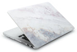 KECC Macbook Case with Cut Out Logo + Keyboard Cover + Slim Sleeve + Screen Protector + Pouch |White Marble 2