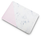 KECC Macbook Case with Cut Out Logo + Keyboard Cover Package | Marble Collection - White Marble with Pink