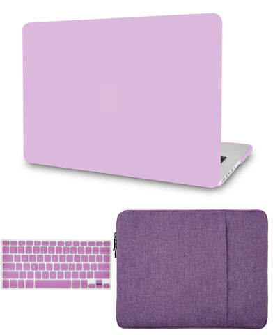 KECC Macbook Case with Cut Out Logo + Keyboard Cover and Sleeve Package | Lavender