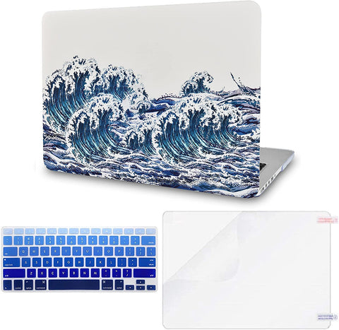 KECC Macbook Case with Cut Out Logo + Keyboard Cover and Screen Protector Package | Ocean Wave