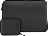 KECC Macbook Case with Cut Out Logo + Keyboard Cover + Slim Sleeve + Screen Protector + Pouch |Black Leather