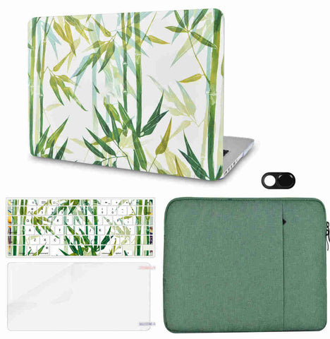 KECC Macbook Case with Cut Out Logo + Keyboard Cover, Screen Protector and Sleeve Sleeve Bag and Webcam Cover|Bamboo