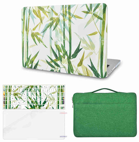 KECC Macbook Case with Cut Out Logo + Keyboard Cover, Screen Protector and Sleeve Bag | Bamboo