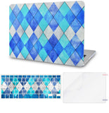 KECC Macbook Case with Cut Out Logo + Keyboard Cover and Screen Protector Package | Blue Cyan Diamond