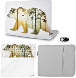 KECC Macbook Case with Cut Out Logo + Keyboard Cover, Screen Protector and Sleeve Sleeve Bag and Webcam Cover|Bear