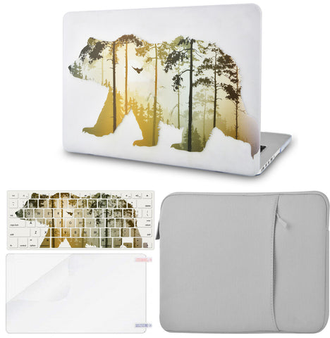 KECC Macbook Case with Cut Out Logo + Keyboard Cover, Screen Protector and Sleeve Package | Color Collection -  Bear