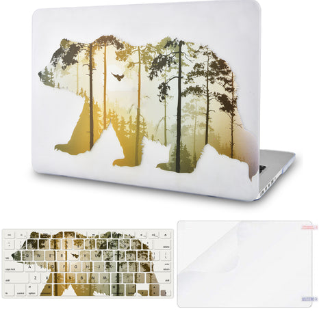 KECC Macbook Case with Cut Out Logo + Keyboard Cover and Screen Protector Package | Color Collection - Bear