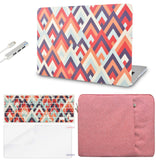 KECC Macbook Case with Cut Out Logo + Keyboard Cover, Screen Protector and Sleeve Sleeve Bag and USB |Colorful Triangles 2