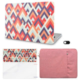 KECC Macbook Case with Cut Out Logo + Keyboard Cover, Screen Protector and Sleeve Sleeve Bag and Webcam Cover|Colorful Triangles 2
