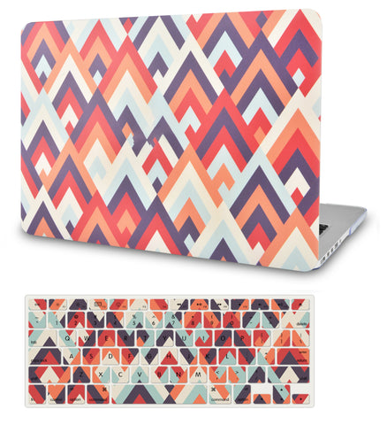 KECC Macbook Case with Cut Out Logo + Keyboard Cover Package | Colorful Triangles 2