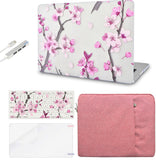 KECC Macbook Case with Cut Out Logo + Keyboard Cover, Screen Protector and Sleeve Sleeve Bag and USB |Flower 10