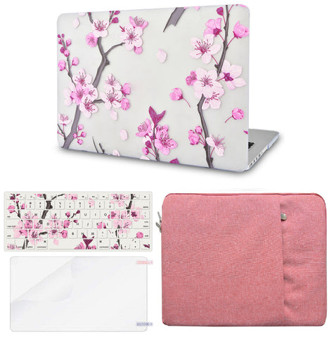 KECC Macbook Case with Cut Out Logo + Keyboard Cover, Screen Protector and Sleeve Package | Color Collection -  Flower 10
