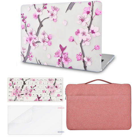KECC Macbook Case with Cut Out Logo + Keyboard Cover, Screen Protector and Sleeve Bag |Flower 10