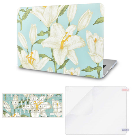 KECC Macbook Case with Cut Out Logo + Keyboard Cover and Screen Protector Package | Floral Collection -Flower 11