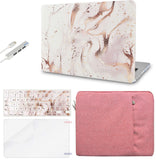 KECC Macbook Case with Cut Out Logo + Keyboard Cover, Screen Protector and Sleeve Sleeve Bag and USB |Gold Branches