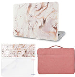 KECC Macbook Case with Cut Out Logo + Keyboard Cover, Screen Protector and Sleeve Bag |Gold Branches