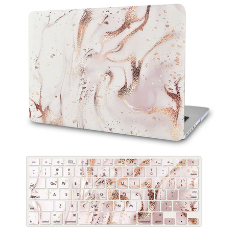 KECC Macbook Case with Cut Out Logo + Keyboard Cover Package |Gold Branches