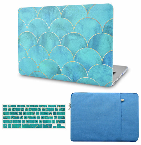 KECC Macbook Case with Cut Out Logo + Keyboard Cover and Sleeve Package |Japanese Circle Pattern