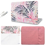 KECC Macbook Case with Cut Out Logo + Keyboard Cover, Screen Protector and Sleeve Sleeve Bag and USB |Leaf - Pink Grey
