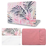 KECC Macbook Case with Cut Out Logo + Keyboard Cover, Screen Protector and Sleeve Package | Leaf - Pink Grey