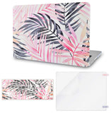 KECC Macbook Case with Cut Out Logo + Keyboard Cover and Screen Protector Package |Leaf - Pink Grey