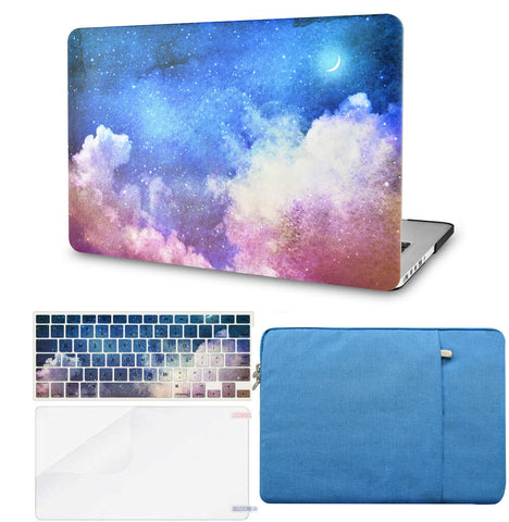 KECC Macbook Case with Cut Out Logo + Keyboard Cover, Screen Protector and Sleeve Package | Galaxy Space Collection - Night Sky 2