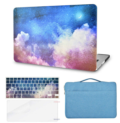 KECC Macbook Case with Cut Out Logo + Keyboard Cover, Screen Protector and Sleeve Bag |Night Sky 2