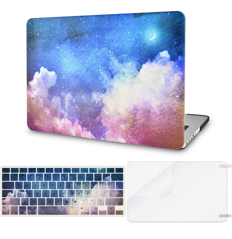 KECC Macbook Case with Cut Out Logo + Keyboard Cover and Screen Protector Package |Night Sky 2
