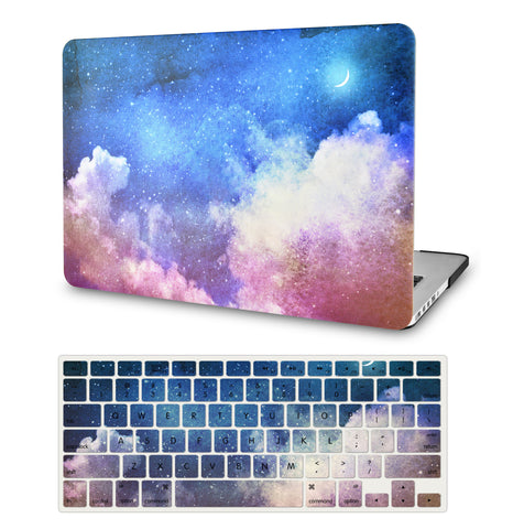 KECC Macbook Case with Cut Out Logo + Keyboard Cover Package | Night Sky 2