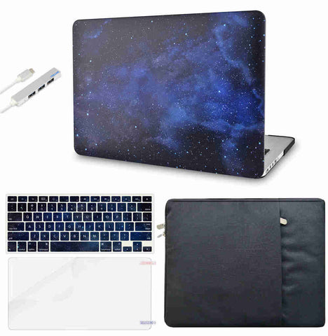 KECC Macbook Case with Cut Out Logo + Keyboard Cover, Screen Protector and Sleeve Sleeve Bag and USB |Night Sky 4